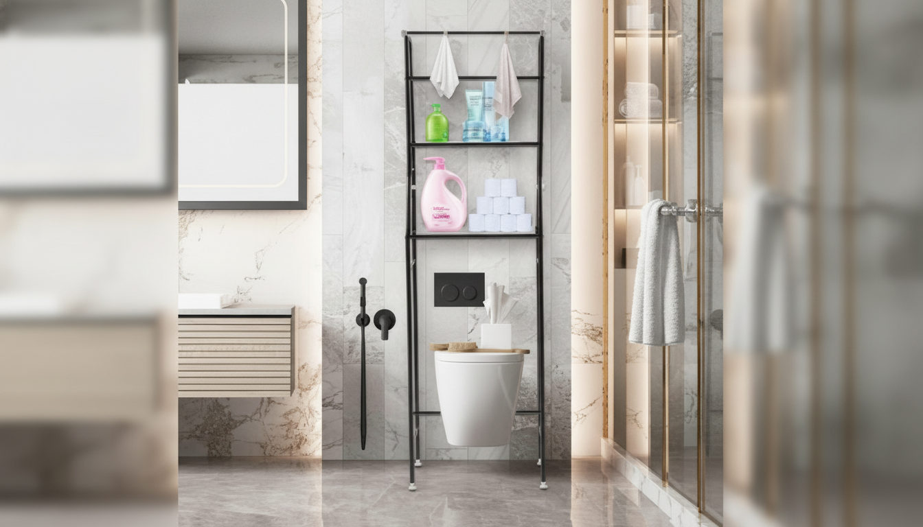 3-Tier Metal Over-The-Toilet Shelf for Small Bathrooms
