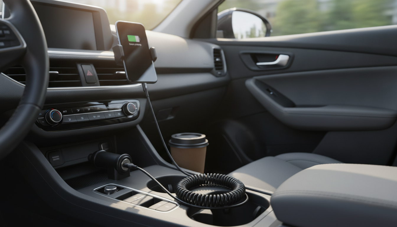 66W 5A Retractable USB-C Cable for Clean Car Charging