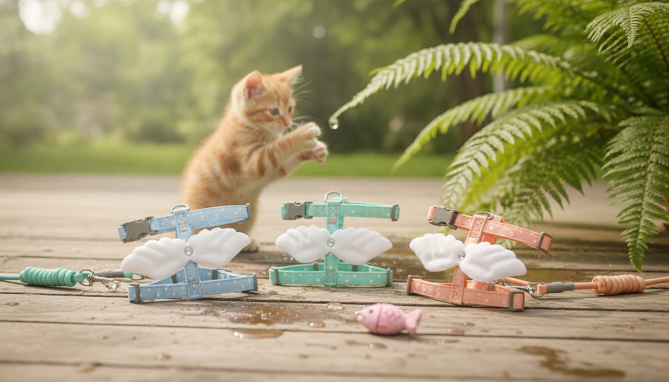 Waterproof Angel Wing Cat Harness + 4ft Leash (Kitten)