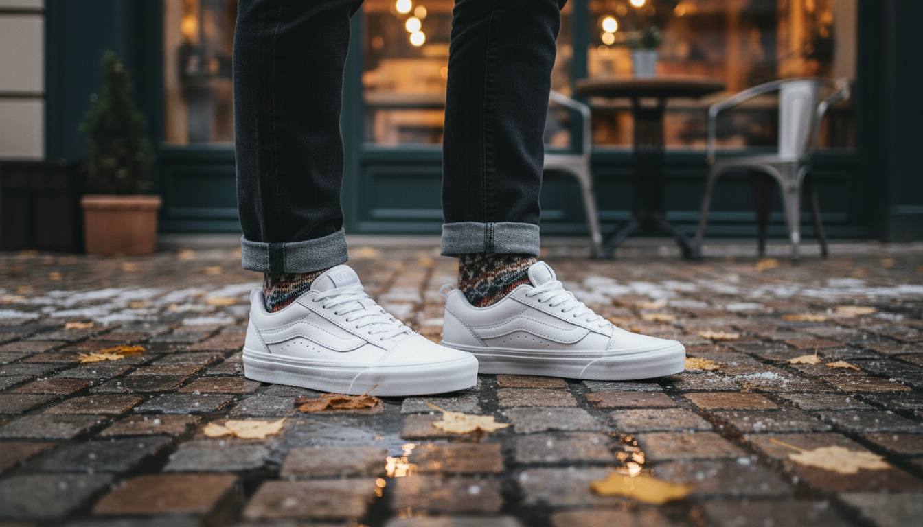Men’s White Leather Vans for Fall & Winter: Fit, Grip