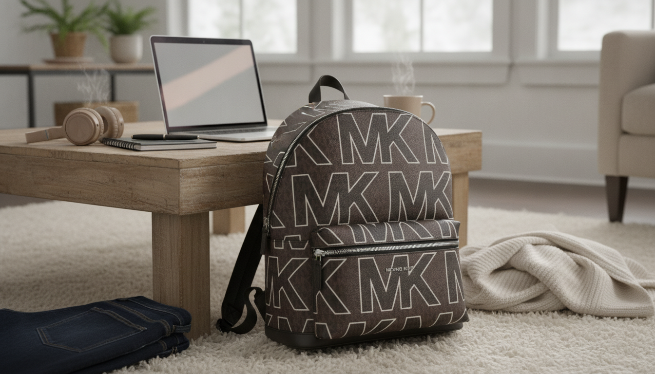 Michael Kors Brown Logo Backpack: Laptop-Ready Style