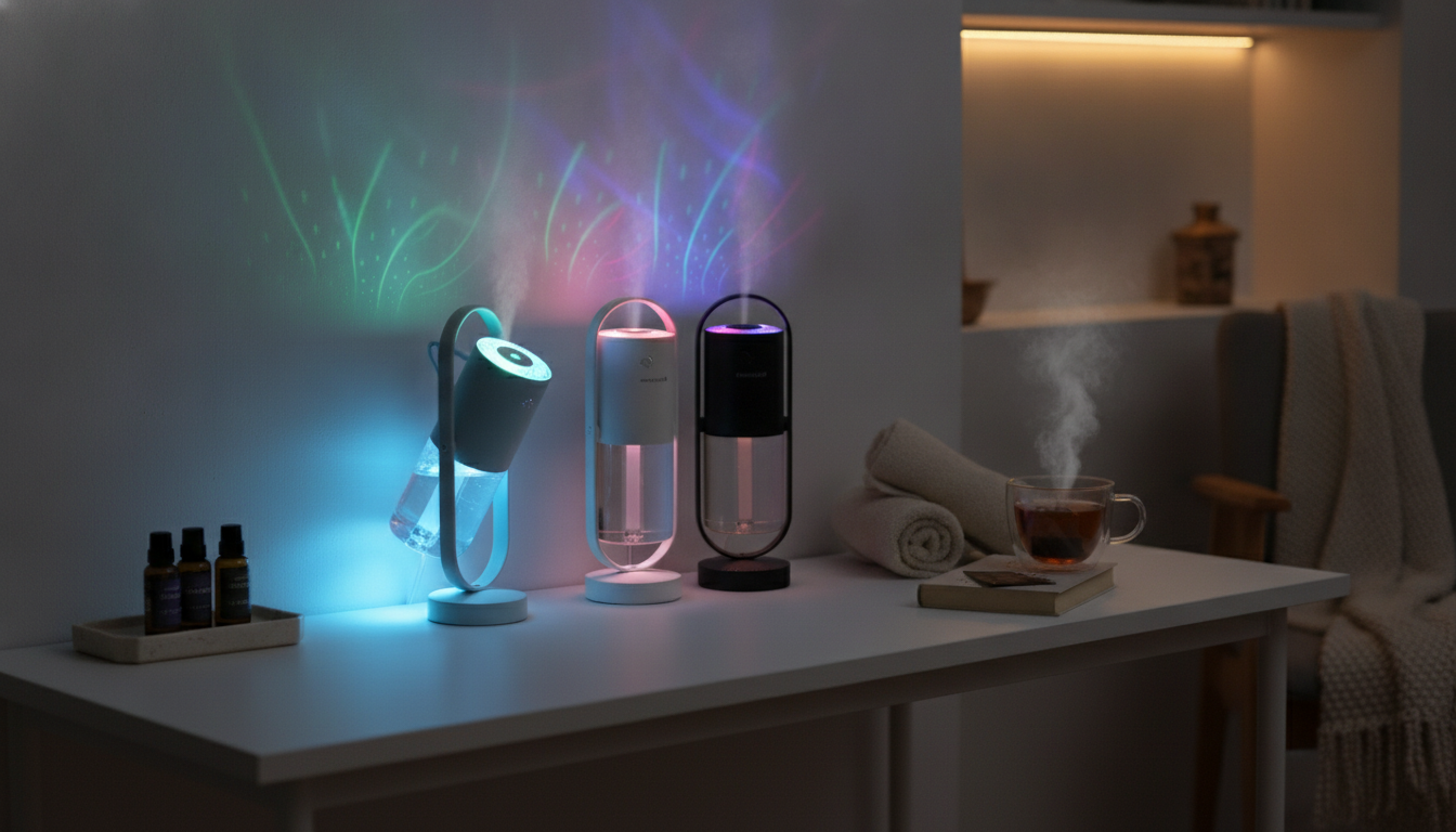 USB Mini Cool Mist Humidifier: Diffuser + LED Projector