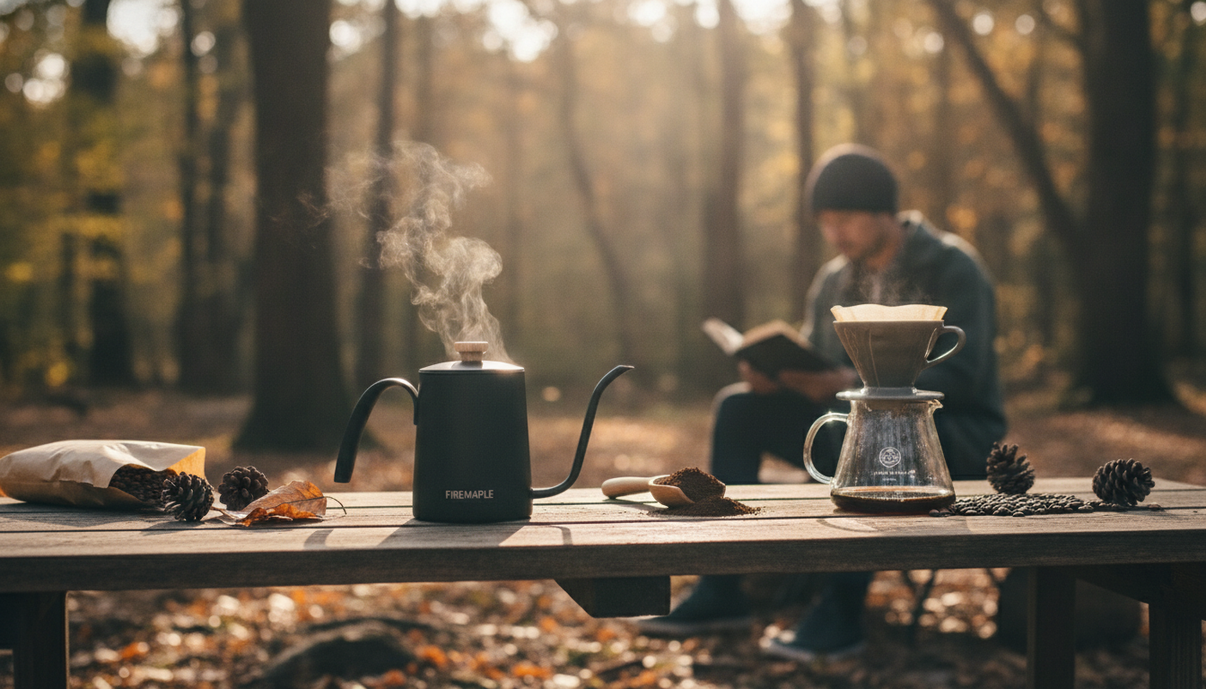Wood-Handle Gooseneck Kettle for Precise Pour-Over